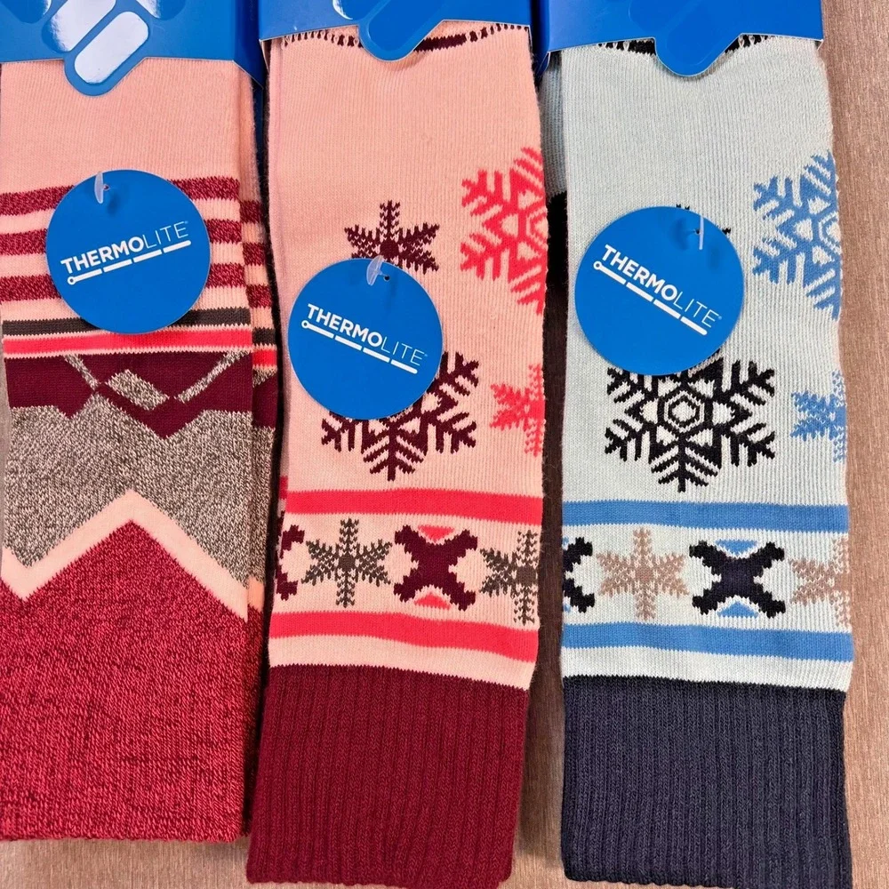 3 Pair‎ Columbia Womens Mens Medium Weight Thermolite over calf Ski Socks MED